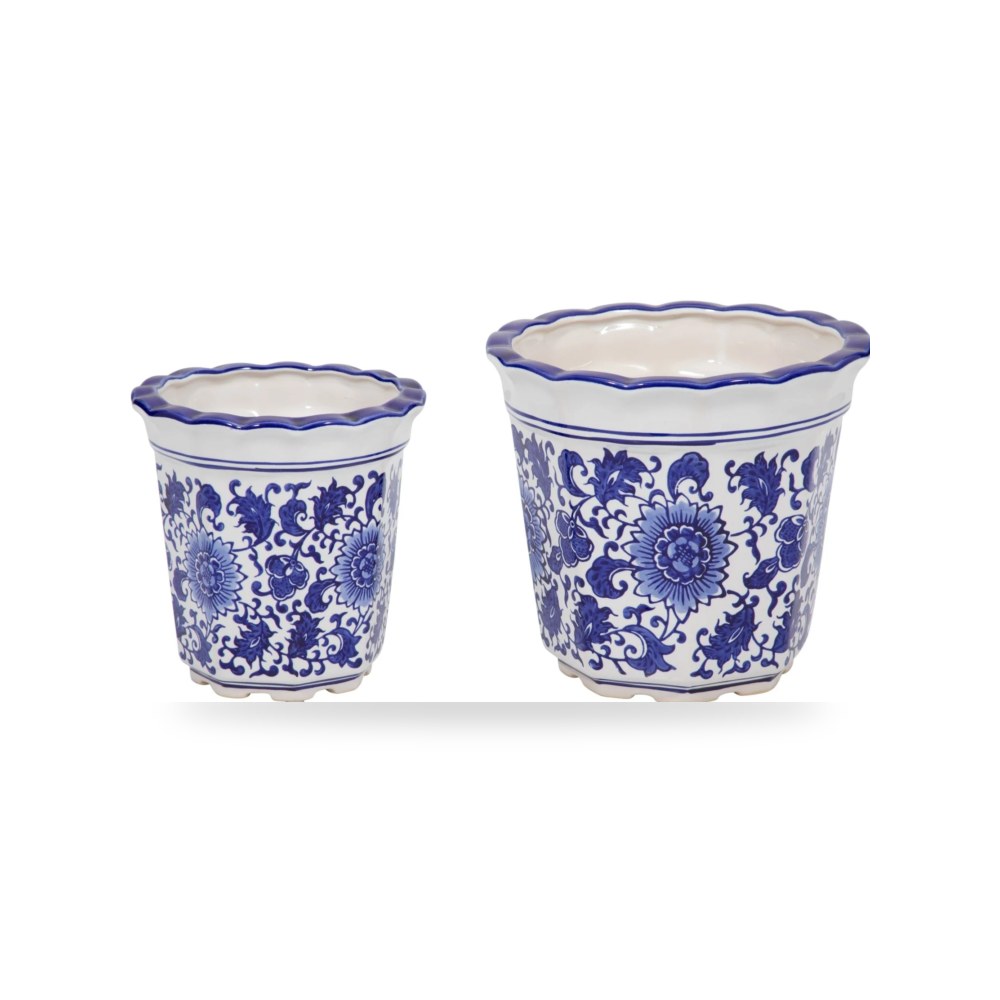 تحف وديكورات حدائق خارجية - حوض زرع خارجي أزرق Sagebrook Home موديل 19141 - مقاس 20.32cm