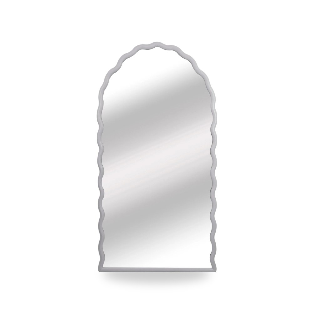 مرآة ديكور جدارية 31x59" Wavy Leaner , أبيض Sagebrook Home