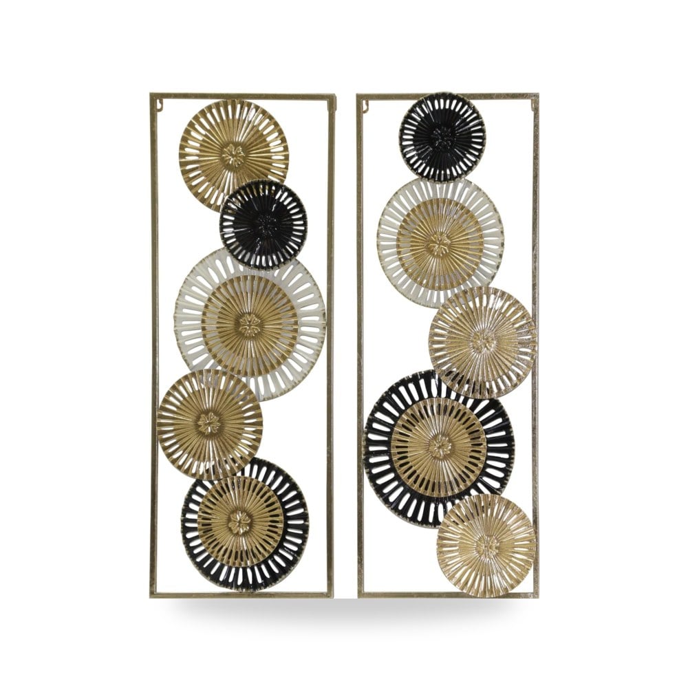 أثاث غرف نوم وأسرّة - S - 2 32 Pierced Disc Metal Wall Panels, Gold Multi - من Sagebrook