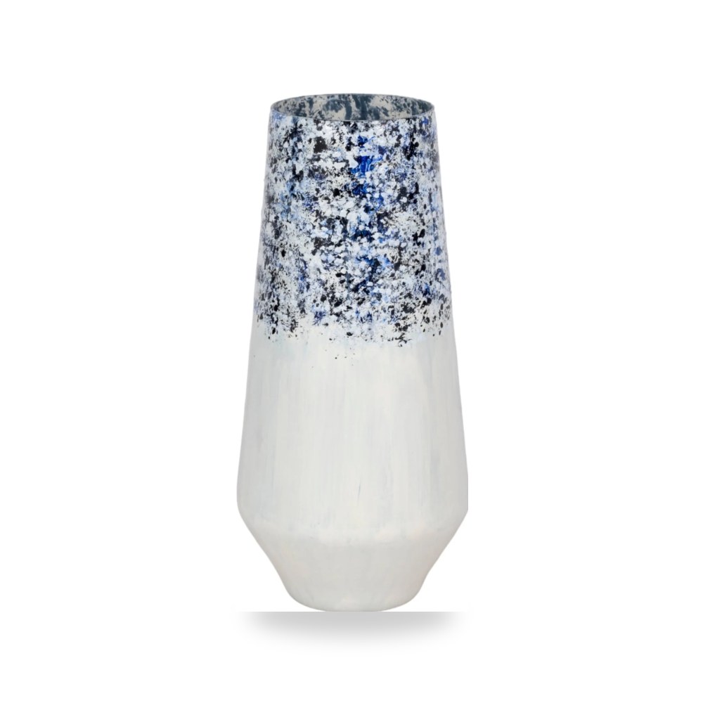 مزهرية فازة ديكور 16" Tapered Bottom Arctic Finish, - أزرق Sagebrook Home