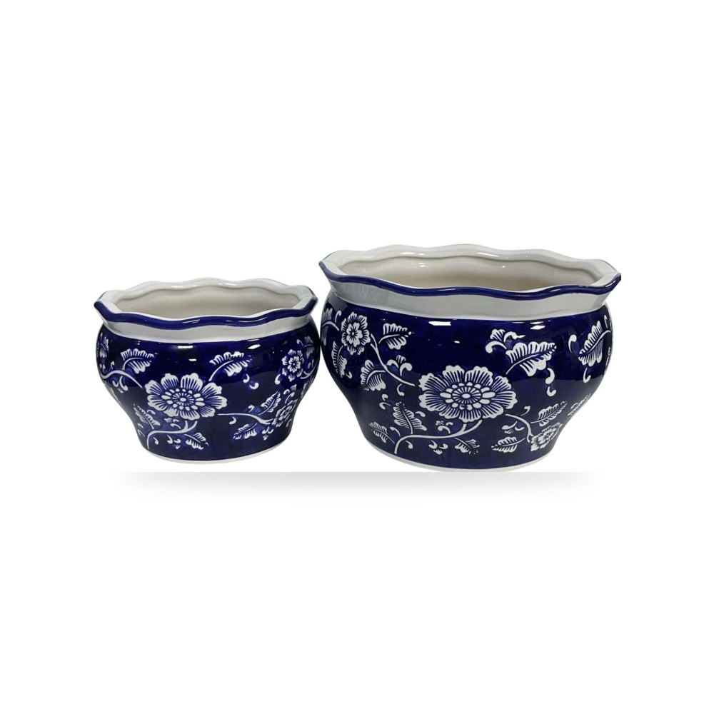 تحف وديكورات حدائق خارجية - حوض زرع خارجي أزرق Sagebrook Home موديل 19138 - مقاس 15.24cm