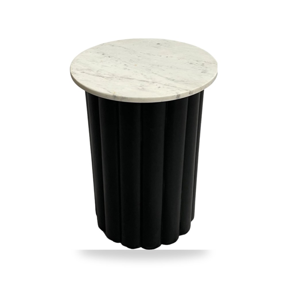 طاولة 20" Ribbed Accent Marble Top, Blk - grn Sagebrook Home