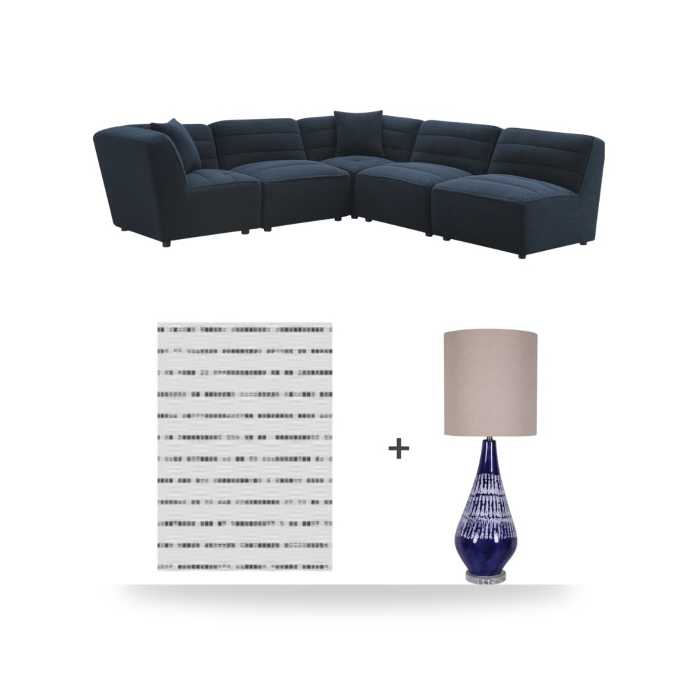 كنب زاوية أريكة مقطعية أزرق روتس موديل U.3140.4471-PACK-ND2