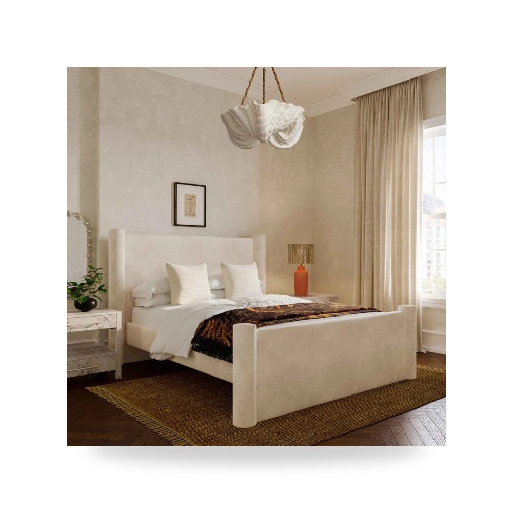 سرير نوم فاخر - سرير قطيفة كريمي Athara TOV - من TOV Furniture - طراز TOV-B69075
