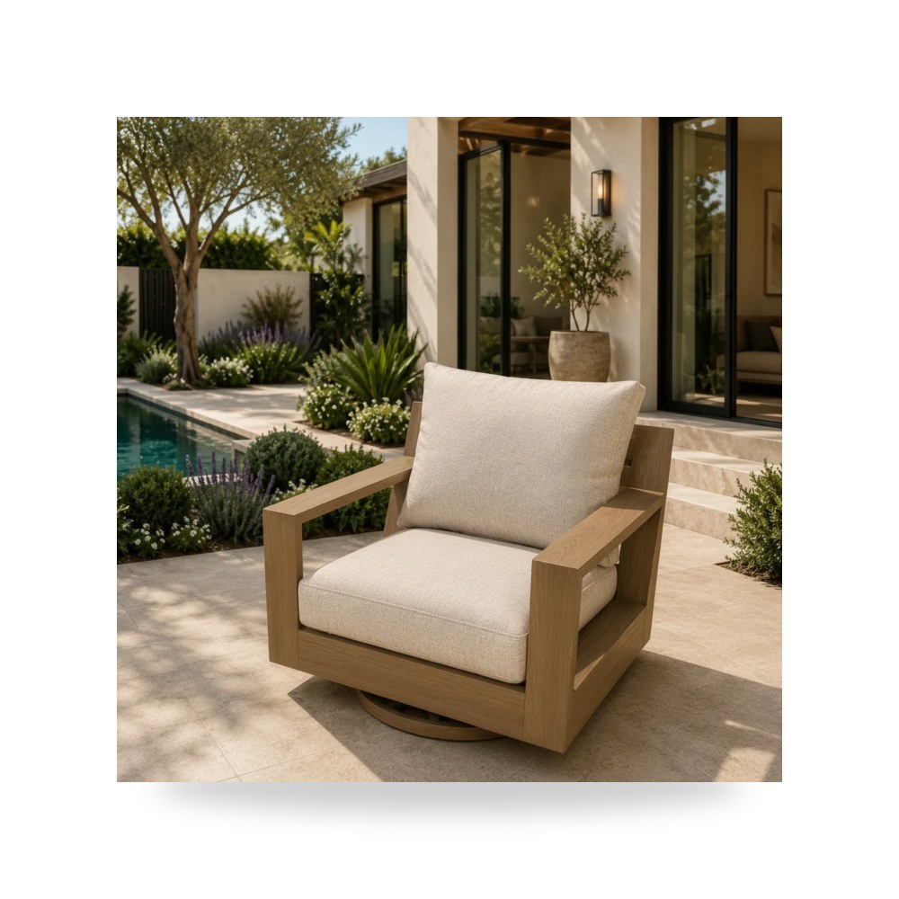 كرسي جلوس بتصميم أنيق - Kimpton Isle Outdoor Swivel Lounge Chair with Cushion - من Ashley
