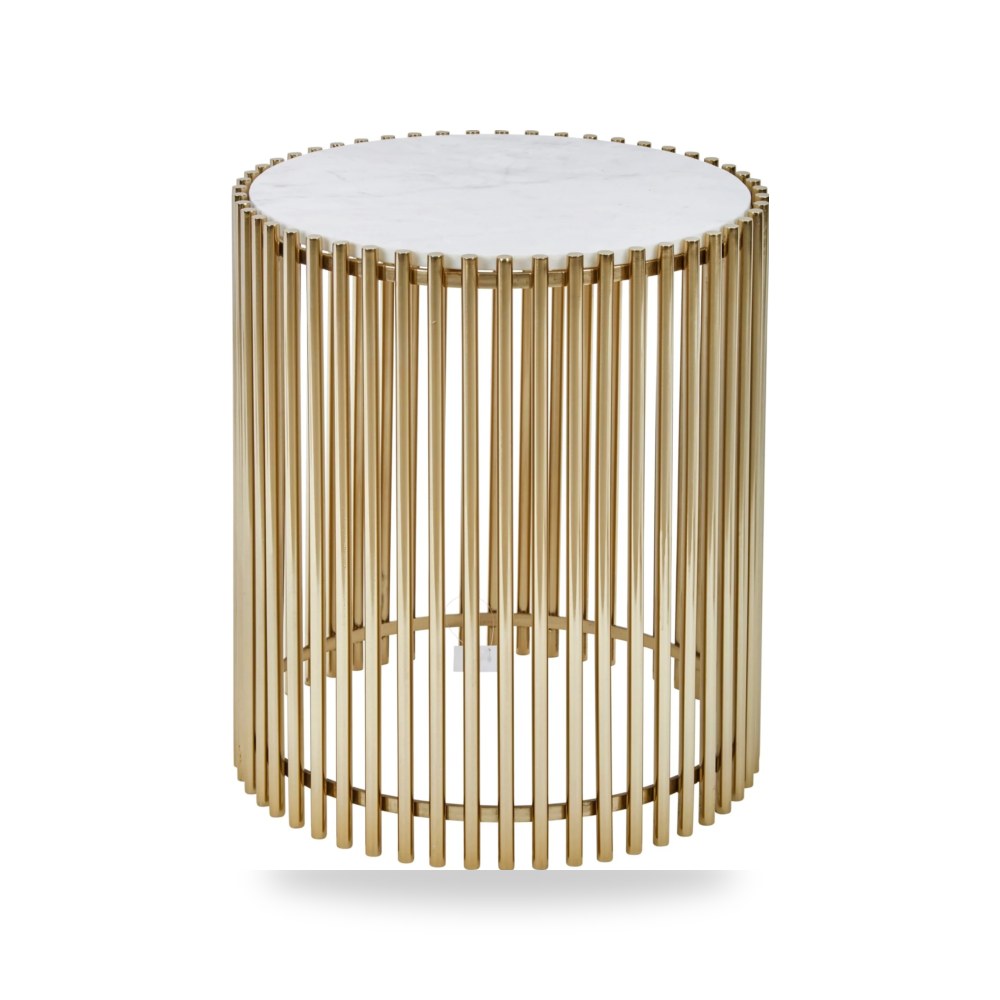 طاولة جانبية فولاذ أبيض STEEL - MARBLE من ساج بروك هوم Sagebrook Home