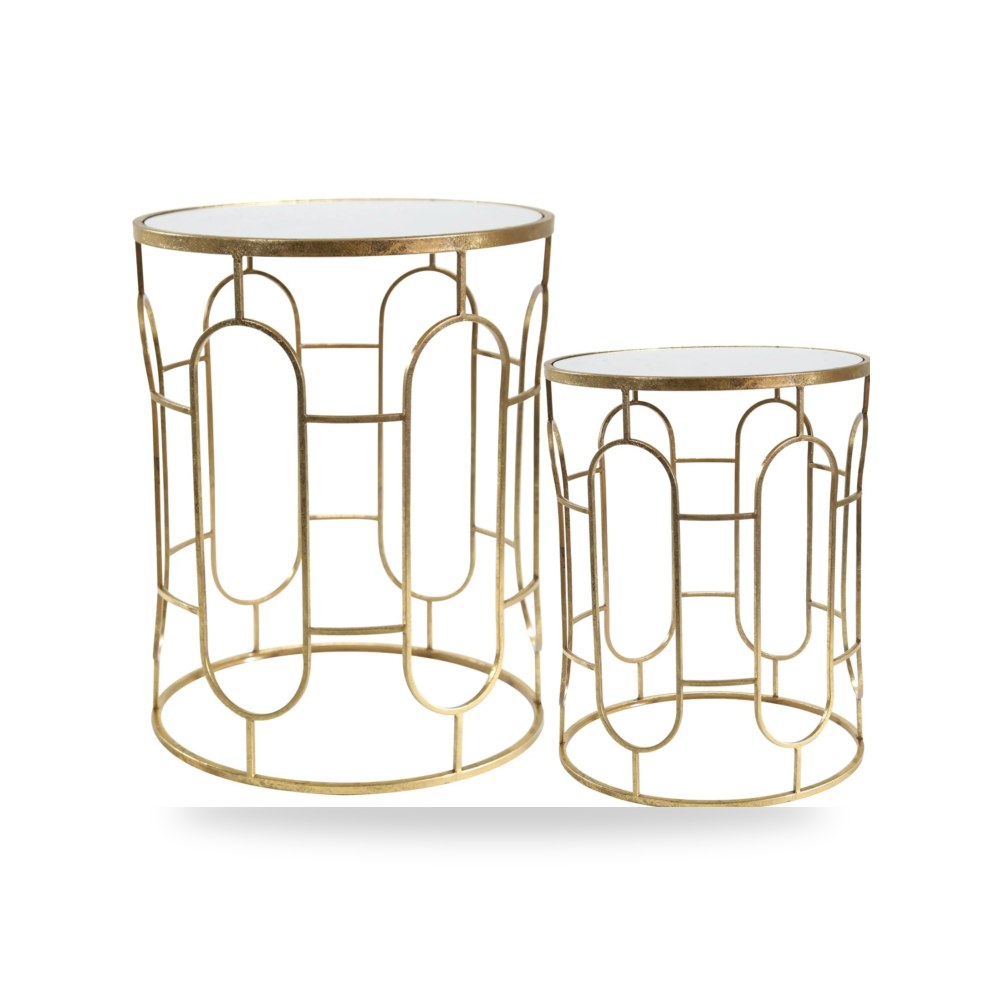 كراسي ومقاعد فاخرة - طاولة جانبية ذهبي S - 2 ROUND TABLES - من Sagebrook Home