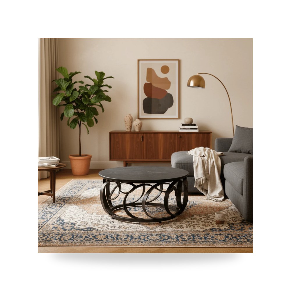 طاولة قهوة حديد أسود W - MARBLE من ساج بروك هوم Sagebrook Home