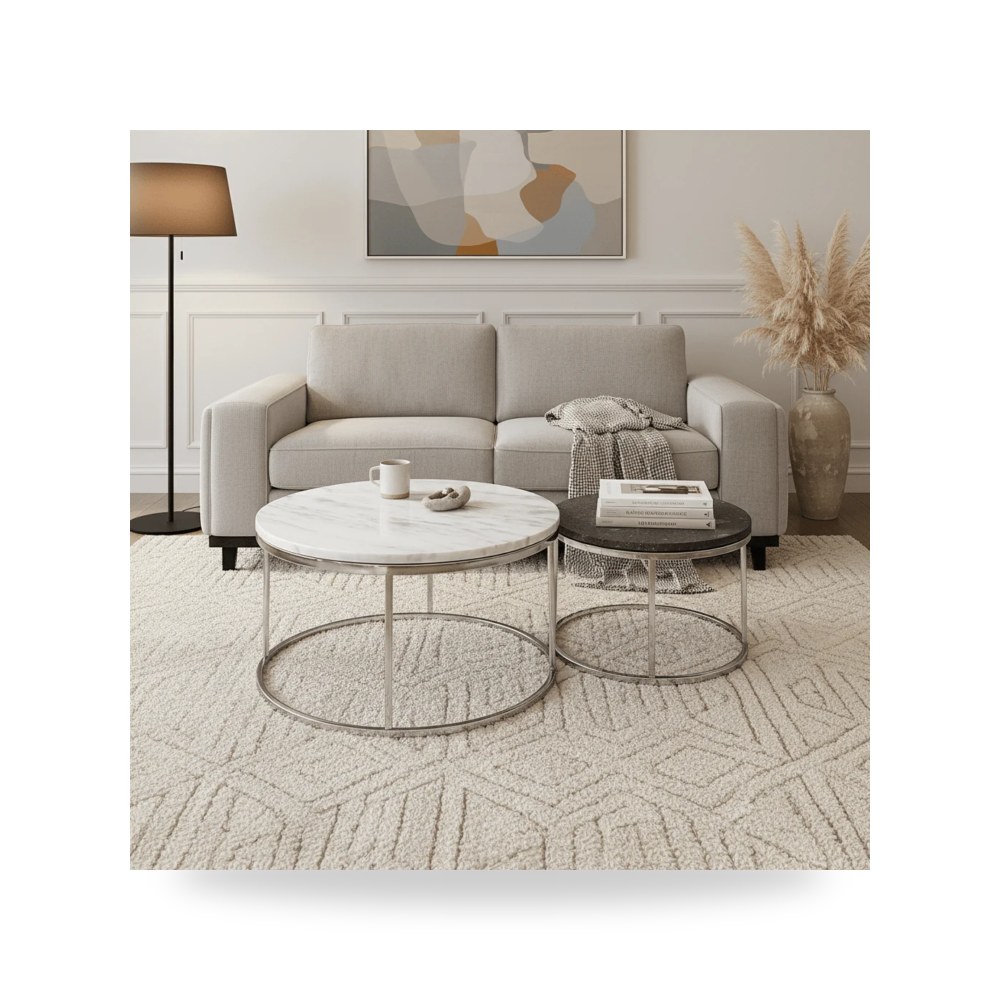 طاولة قهوة فضي S - 2 METAL - MARBLE Sagebrook Home