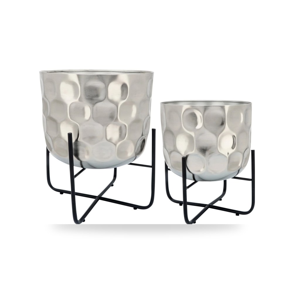 مطرقة فضي S - 2 METAL PLANTER سيجبروك هوم Sagebrook Home