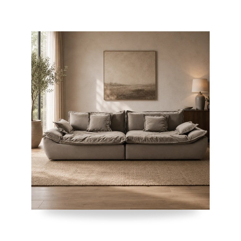 كنب زاوية حرف L Plush Perfection Taupe 4 Seater W280 روتس