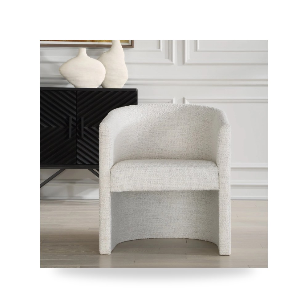 كرسي طعام فاخر - كرسي طعام قماش أبيض Encompass Uttermost - طراز 23798-UTT