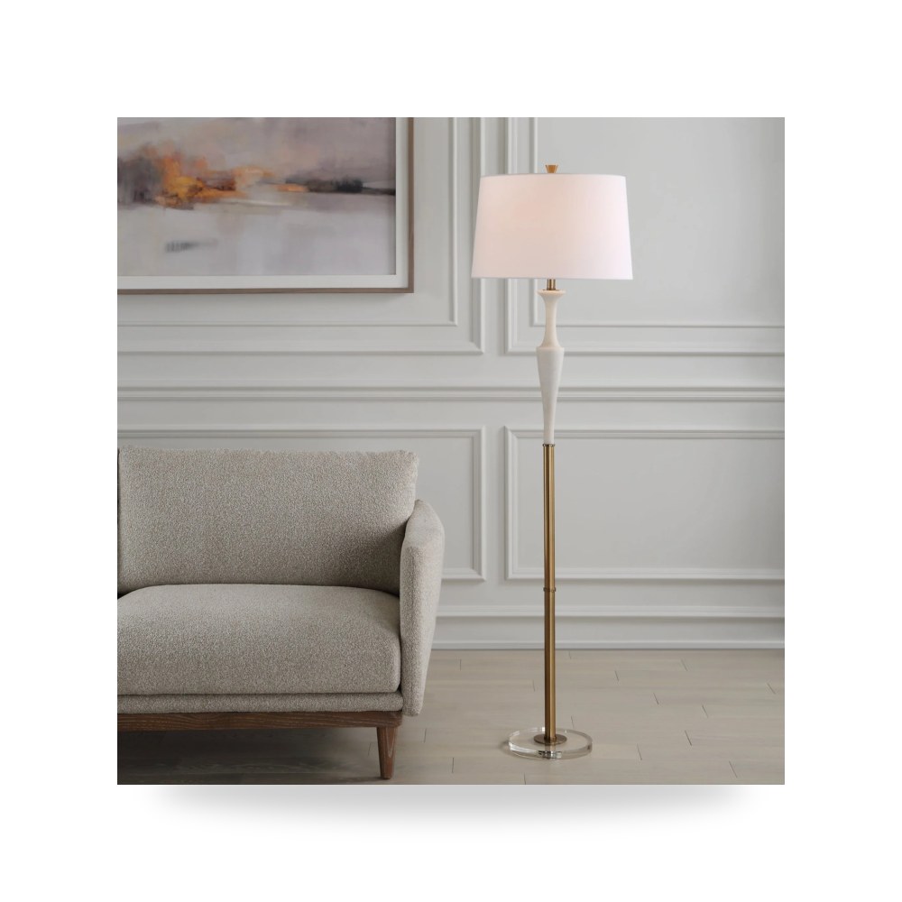 مصباح طاولة ديكوري - Ivory Stone Column Floor Lamp - من Uttermost - طراز 30344-1-UTT