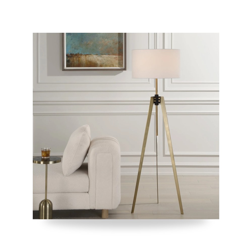مصباح طاولة ديكوري - Anchorage Iron & Antique Brass Floor Lamp - من Uttermost