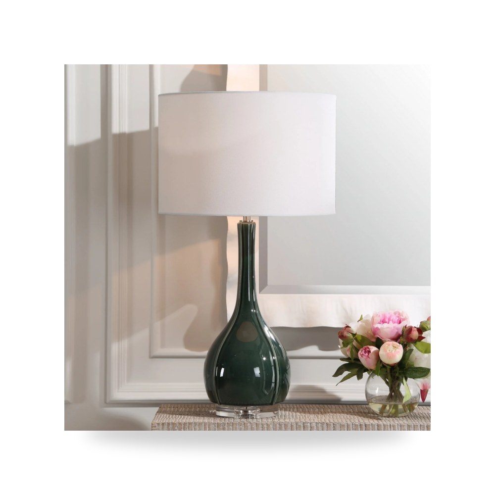 مصباح طاولة زجاج أخضر Essex أترموست Uttermost
