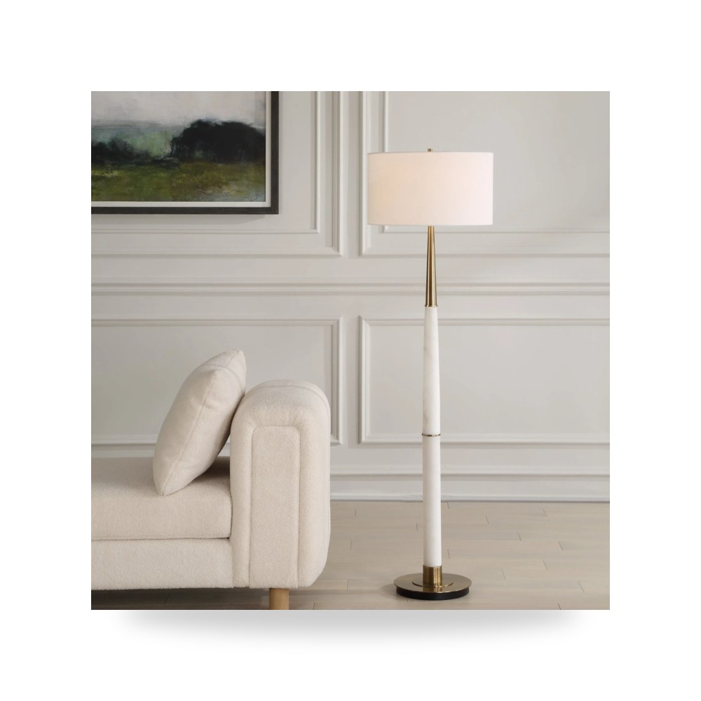 مصباح طاولة ديكوري - White Marble Tapered Floor Lamp - من Uttermost - طراز 30374-UTT