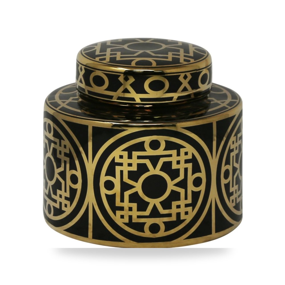 أسود - GOLD CERAMIC JAR 7" Sagebrook Home