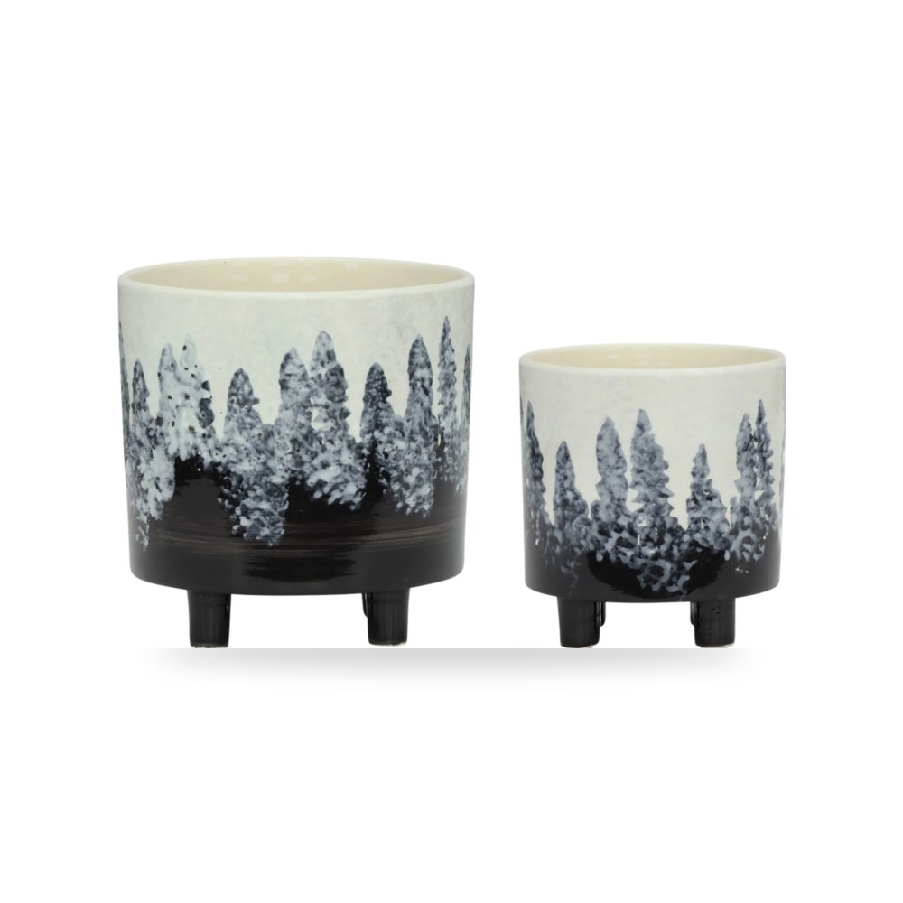 سيراميك أسود S - 2 Planters White - Black من ساج بروك هوم Sagebrook Home
