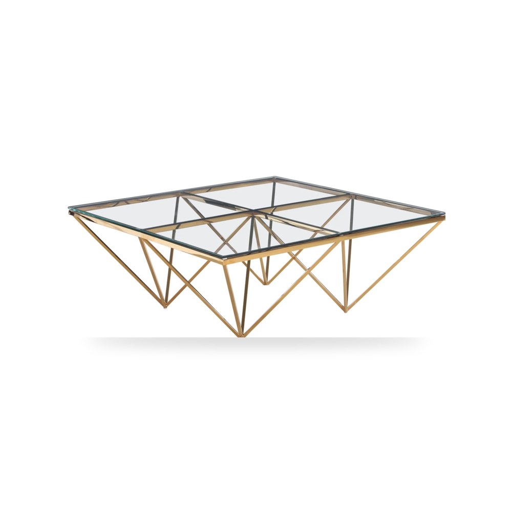 طاولة قهوة لغرفة المعيشة Metal - Glass , ذهبي Sagebrook Home