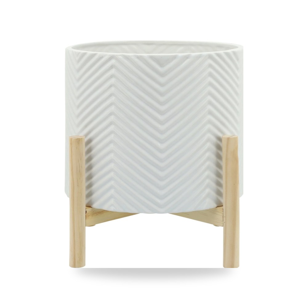سيراميك أبيض CHEVRON PLANTER W Sagebrook Home