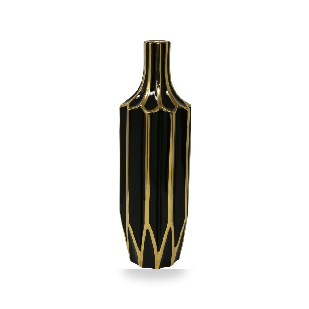 سيراميك أسود Decorative Vase, Gold - Black سيجبروك هوم Sagebrook Home