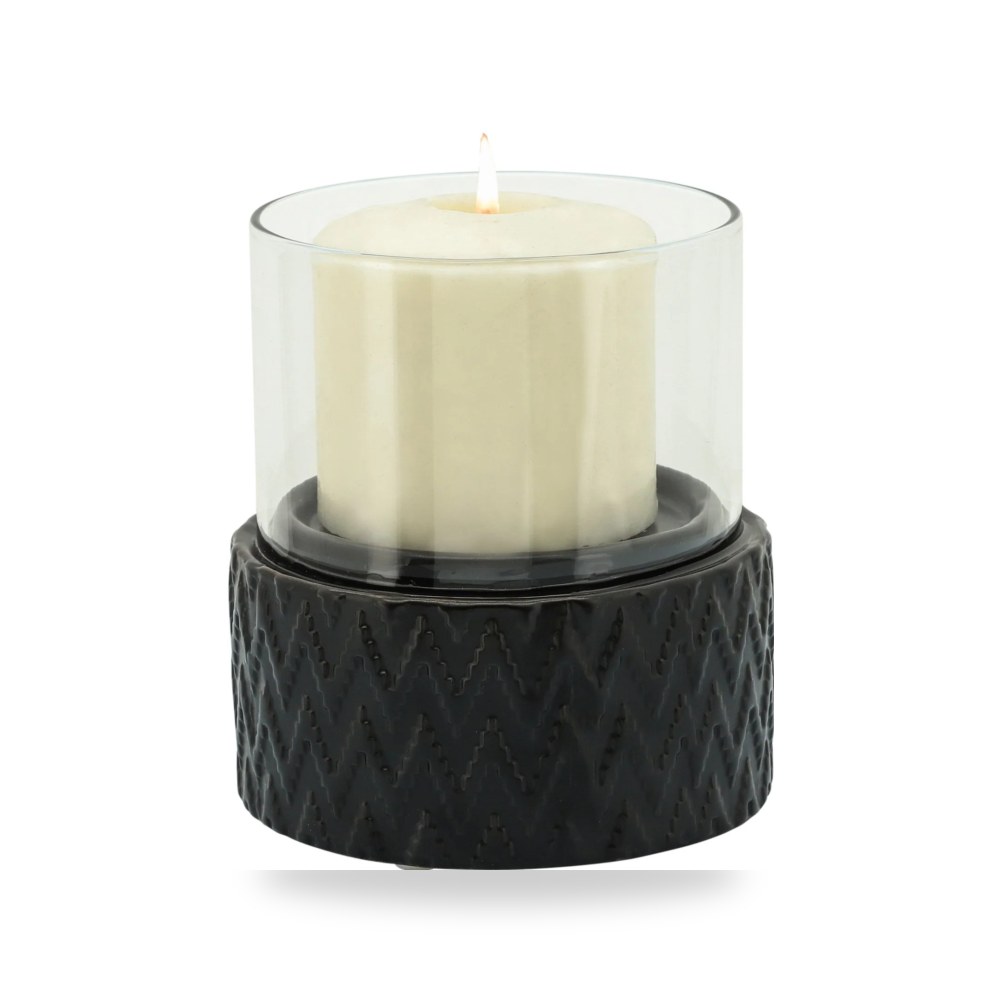 سيراميك أسود PILLAR HOLDER, CHEVRON سيجبروك هوم Sagebrook Home