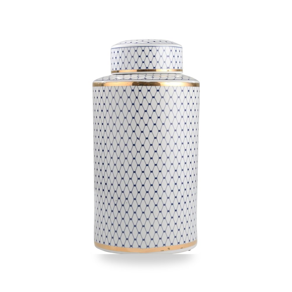 سيراميك أبيض Jar, White - Blue - Gold Sagebrook موديل VC10464-02 Sagebrook Home