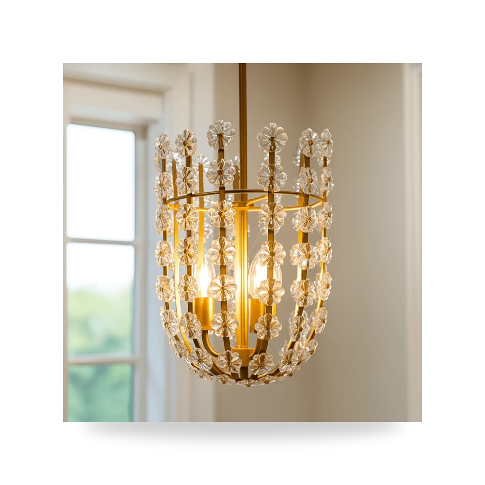 ثريا معلقة فاخرة - CLEAR GLASS 3 LIGHT FLOWER CHANDELIER - من Sagebrook Home