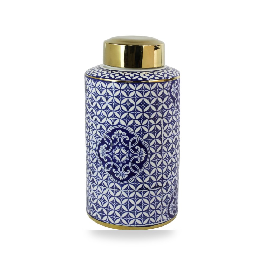 سيراميك أبيض Decorative Jar, Blue - White - Gold سيجبروك هوم Sagebrook Home