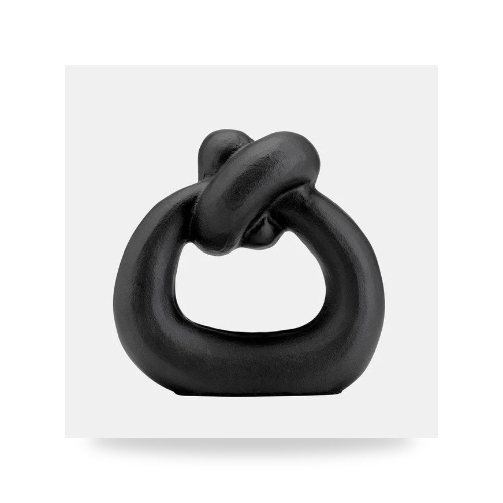 تحفة مجسم ديكور طاولة METAL,11"H,BROAD KNOT RING , أسود Sagebrook Home