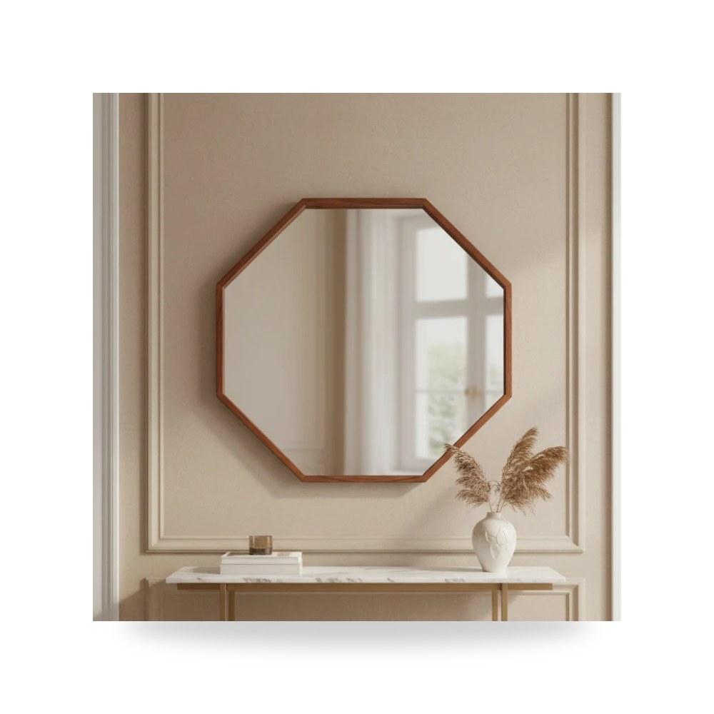 مرآة خشب WOOD, 30 OCTAGON MIRROR, CHERRY Sagebrook Home موديل 17805