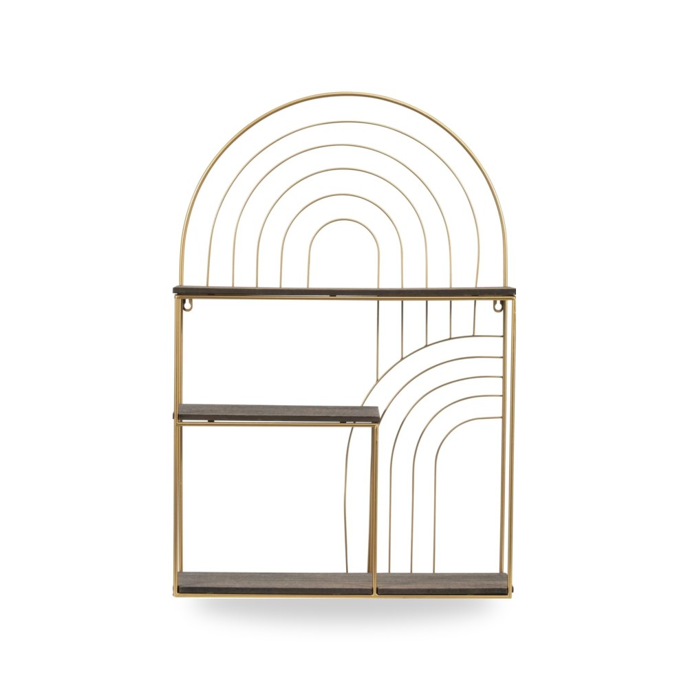 رف خشب رمادي METAL - WOOD, ARCHES GREY - GOLD Sagebrook Home موديل 18585