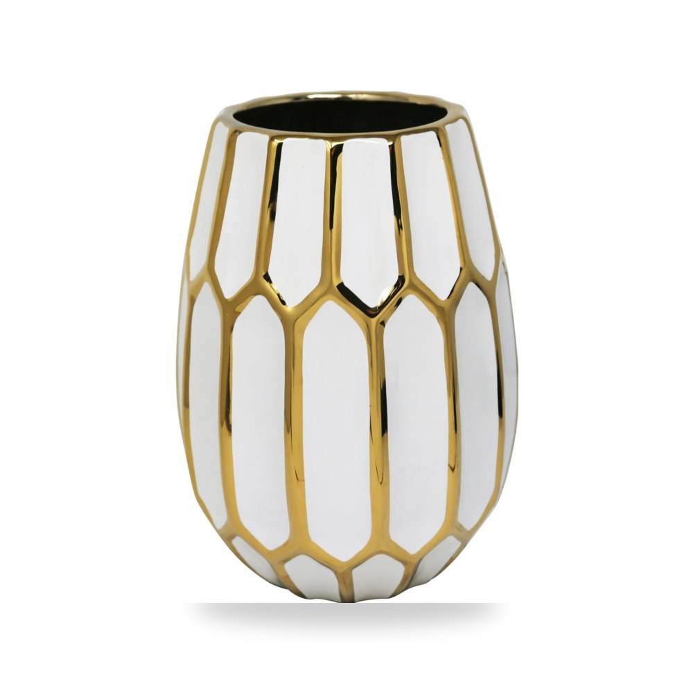 سيراميك أبيض VASE WHITE - GOLD Sagebrook موديل 13035-07 Sagebrook Home