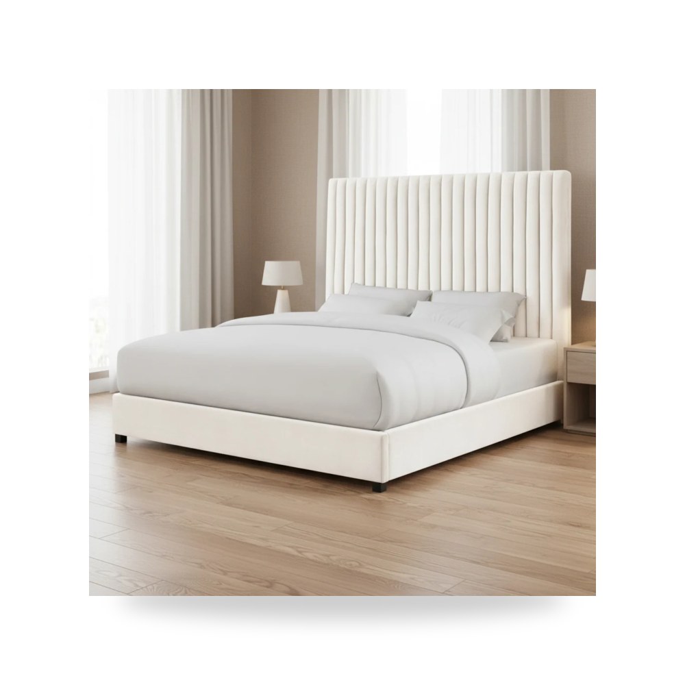 سرير قطيفة أبيض Arabelle Queen توف فيرنتشر TOV Furniture