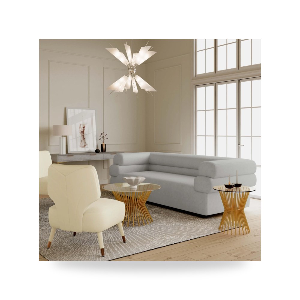 كرسي جلوس بتصميم أنيق - كرسي قطيفة كريمي Athena TOV - من TOV Furniture - طراز TOV-IHS68505