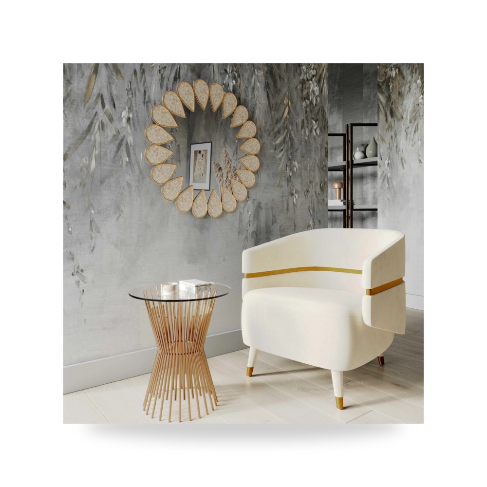 كرسي جلوس بتصميم أنيق - كرسي قطيفة كريمي Ayla TOV - من TOV Furniture - طراز TOV-IHS68545