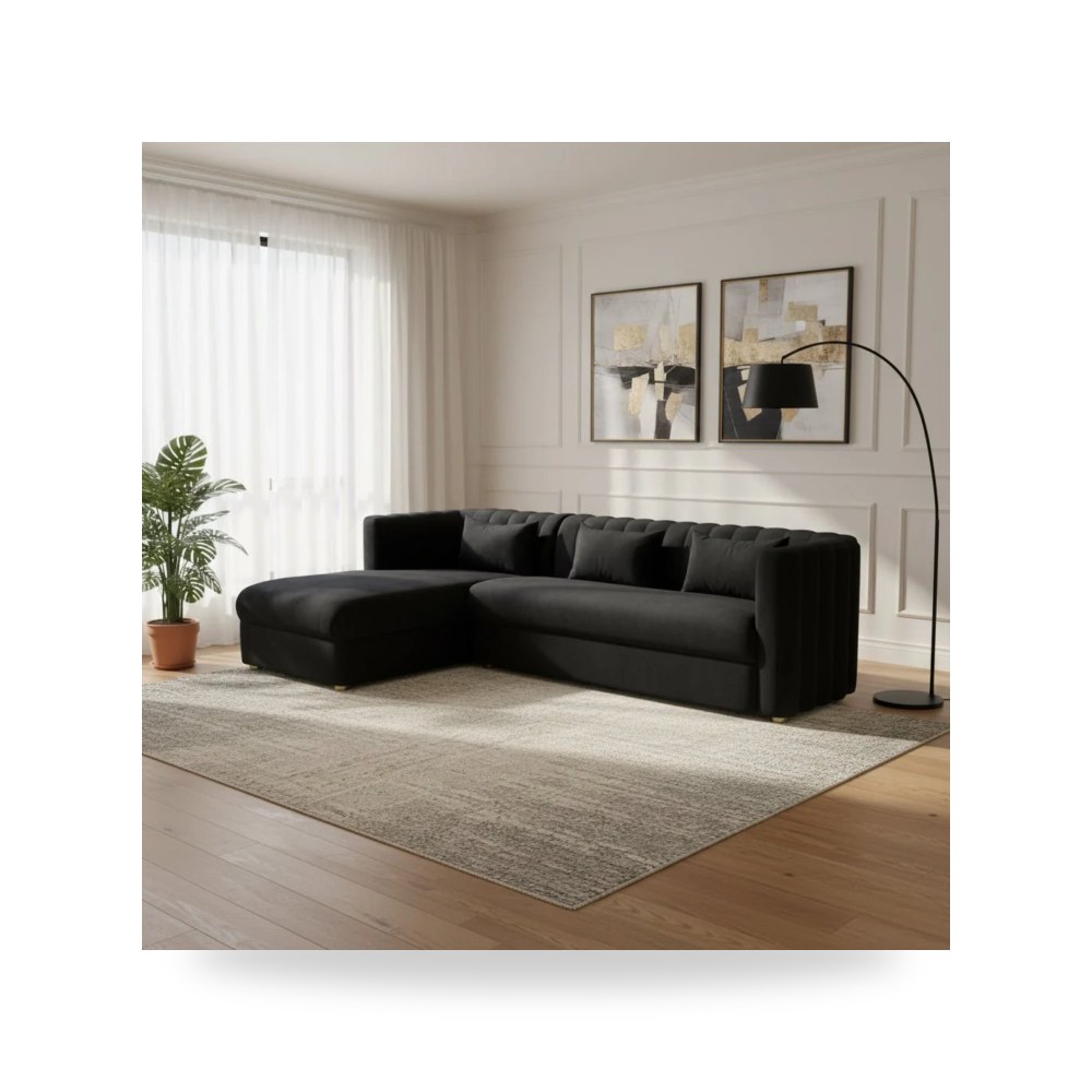 أريكة زاوية قطيفة أسود Callie LAF توف فيرنتشر TOV Furniture