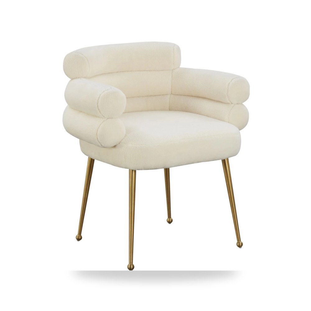 كرسي طعام فاخر - كرسي طعام كريمي Dente Sheepskin TOV - من TOV Furniture