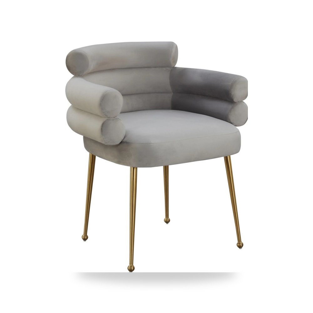 كرسي طعام فاخر - كرسي طعام قطيفة رمادي Dente TOV - من TOV Furniture - طراز TOV-IHD68507