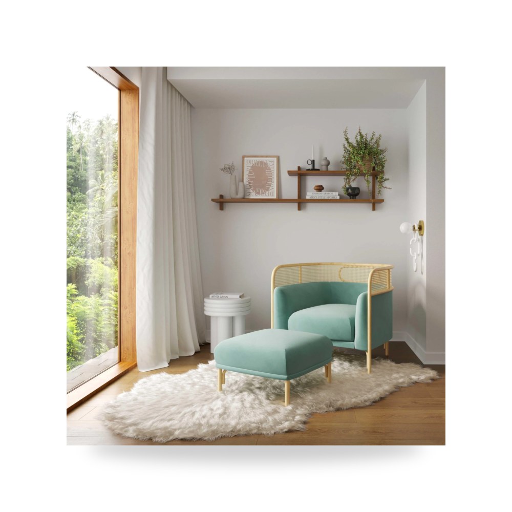 كرسي جلوس بتصميم أنيق - كرسي قطيفة أزرق Desiree Ocean TOV - من TOV Furniture