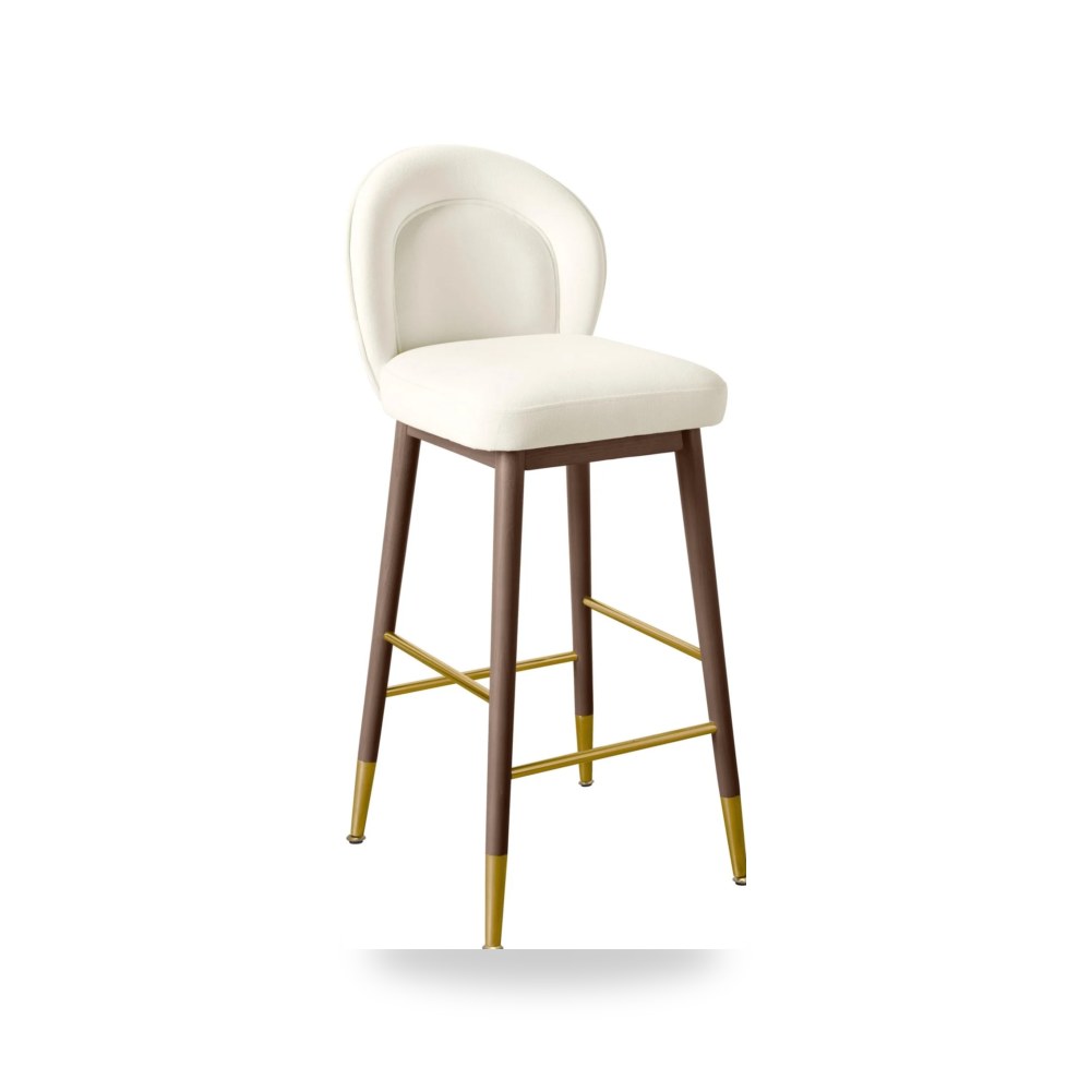 كرسي جلوس بتصميم أنيق - كرسي قطيفة كريمي Hailey Barstool TOV - من TOV Furniture