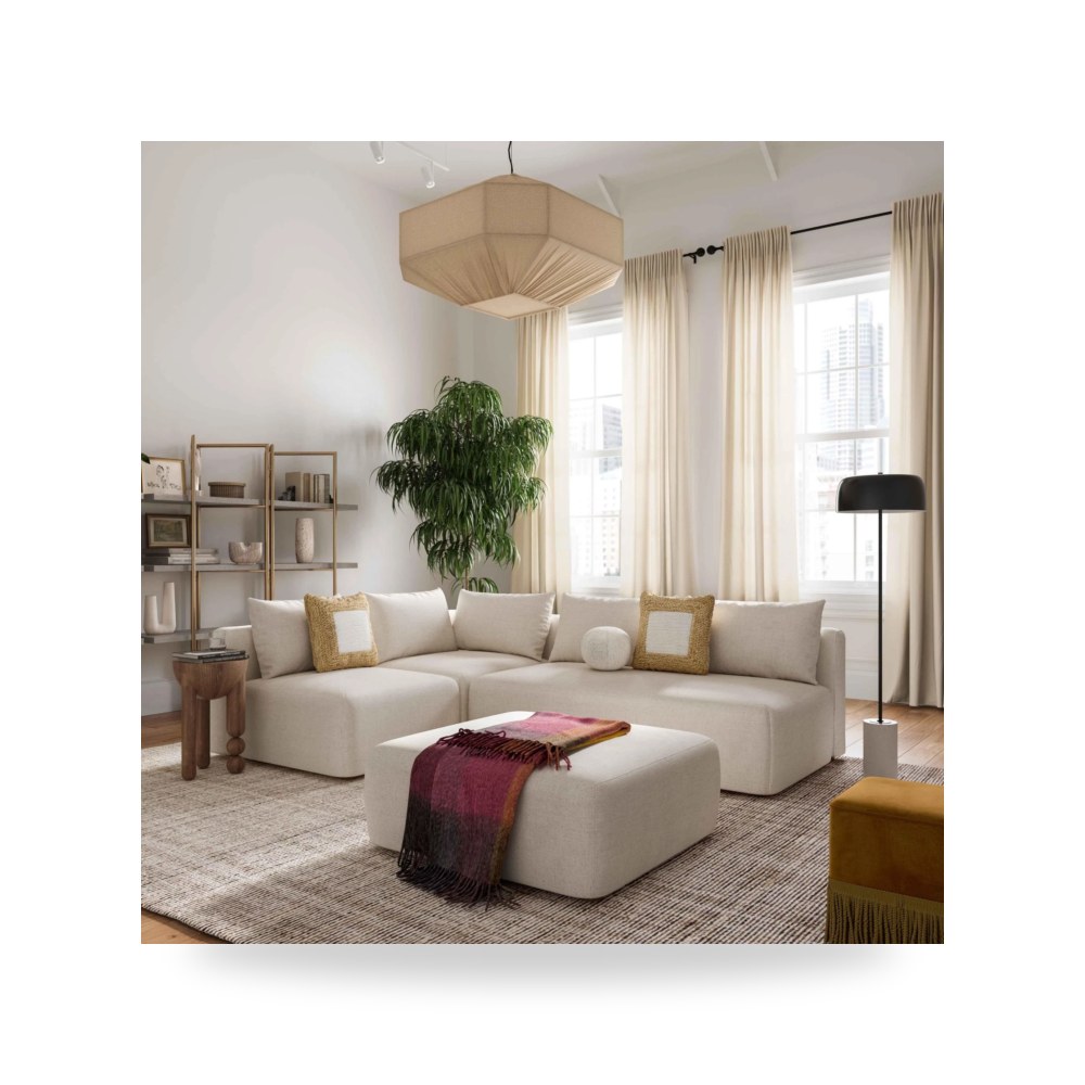 كراسي ومقاعد فاخرة - أريكة زاوية كتان كريمي TOV - من TOV Furniture - طراز TOV-L68788-SEC1