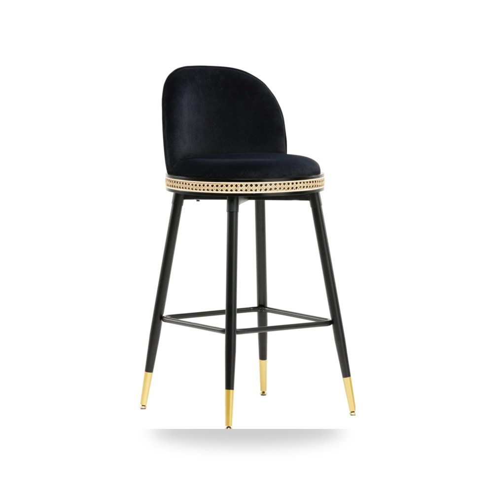 مقعد بار عالي فاخر - كرسي بار قطيفة أسود Harley TOV - من TOV Furniture - طراز TOV-D68477