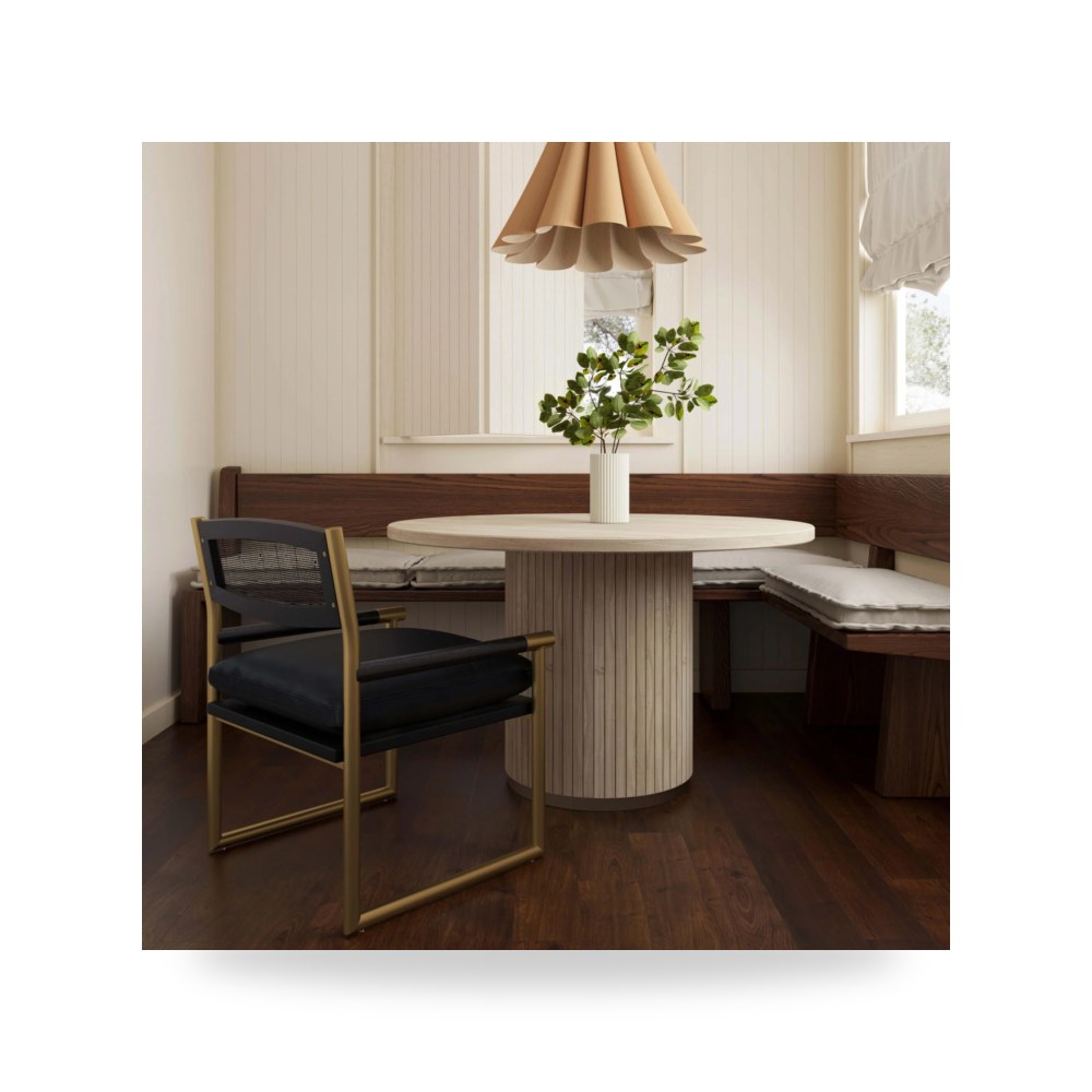 كرسي بذراعين فاخر - كرسي بذراعين جلد أسود TOV - من TOV Furniture - طراز TOV-S68470