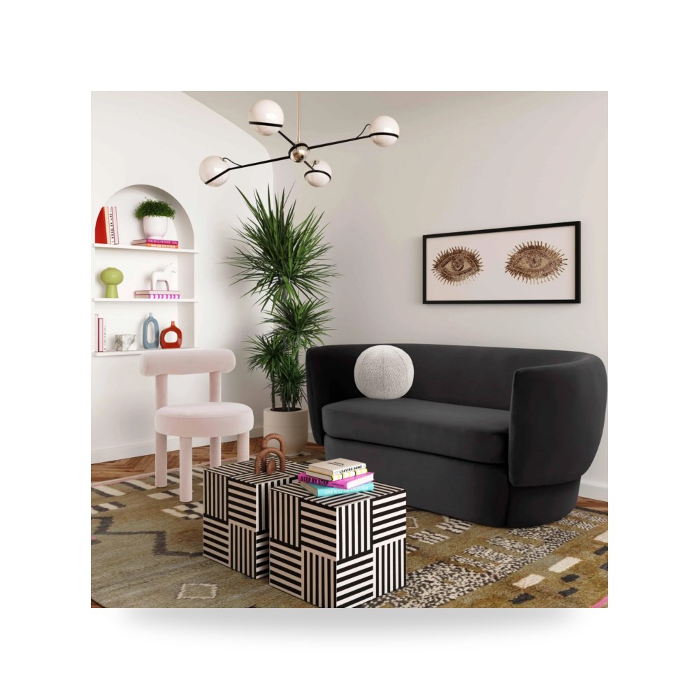 أريكة مقعدين قطيفة أسود Isabella توف فيرنتشر TOV Furniture