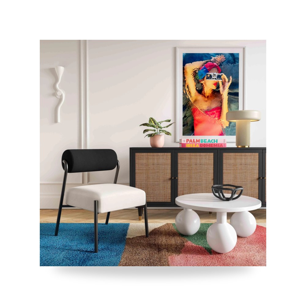 كرسي جلوس بتصميم أنيق - كرسي قطيفة كريمي Jolene TOV - من TOV Furniture - طراز TOV-S68451