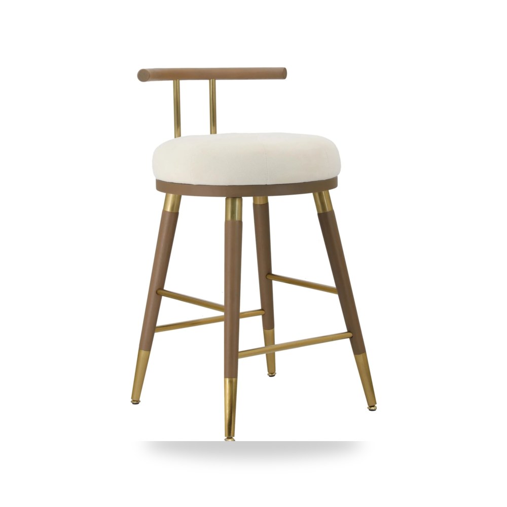 كرسي جلوس بتصميم أنيق - كرسي قطيفة كريمي Juniper Barstool TOV - من TOV Furniture