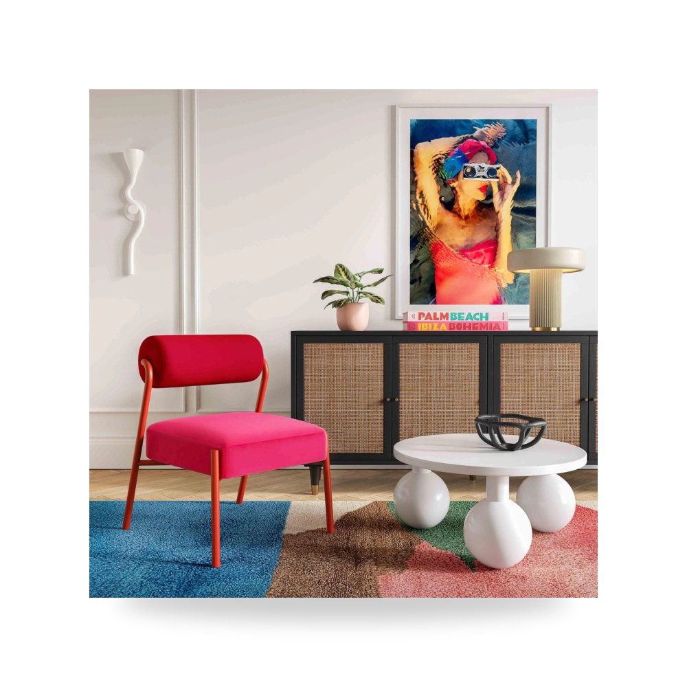 كرسي جلوس بتصميم أنيق - كرسي قطيفة وردي Jolene Hot TOV - من TOV Furniture