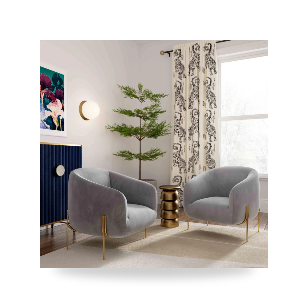 كرسي جلوس بتصميم أنيق - كرسي قطيفة رمادي Kandra TOV - من TOV Furniture - طراز TOV-IHS68628