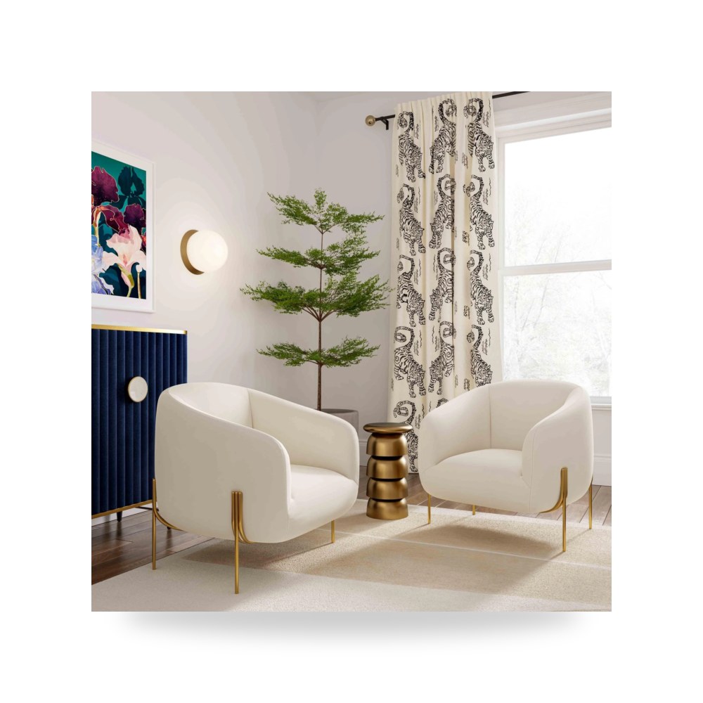 كرسي جلوس بتصميم أنيق - كرسي قطيفة كريمي Kandra TOV - من TOV Furniture - طراز TOV-IHS68627